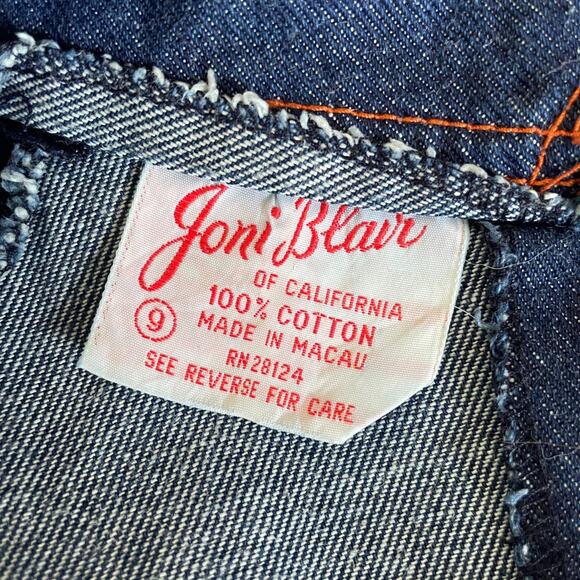 Vintage 70s Dress Size Small Blue Jean Denim Pinafore Trapeze Boho Hippie Retro - Picture 10 of 15